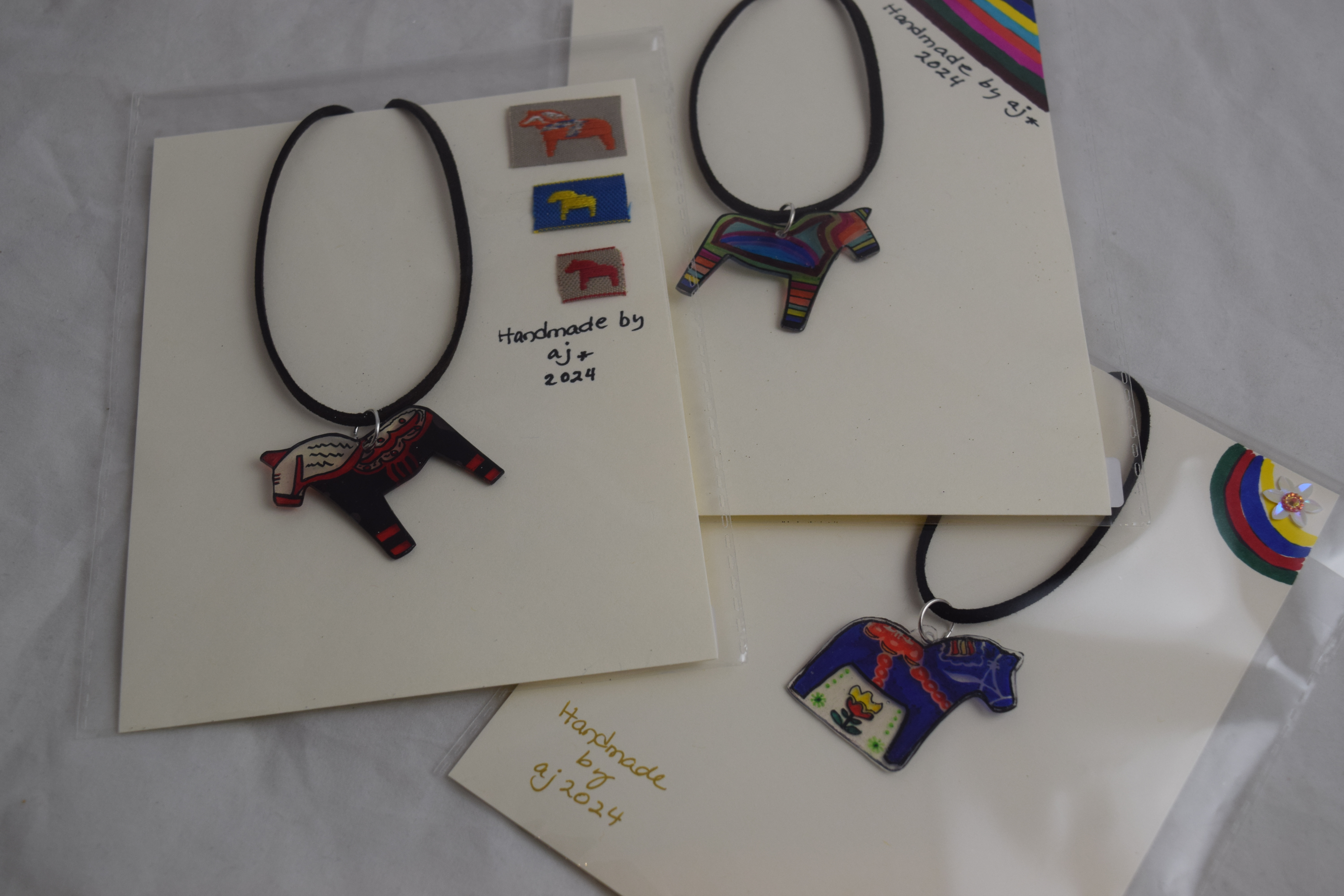 Dala horse necklaces