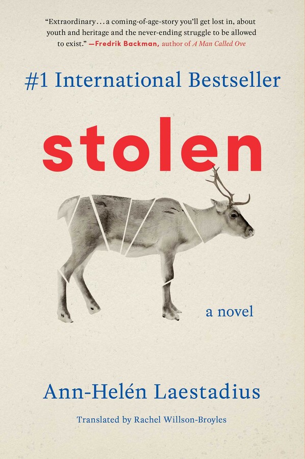 Book cover with title and graphic of a reindeer with white slashes through its body.