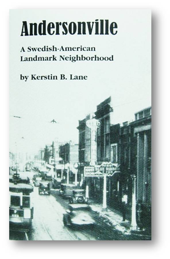 Book cover with title and old photo of the Andersonville neighborhood. 
