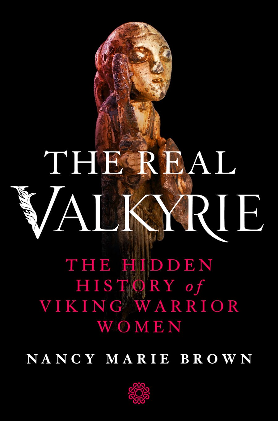 Book cover with title and a photo of a Viking warrior statue on a black background.