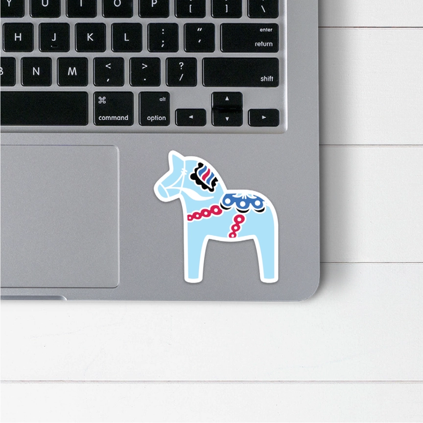 Dala Horse Sticker - Light Blue