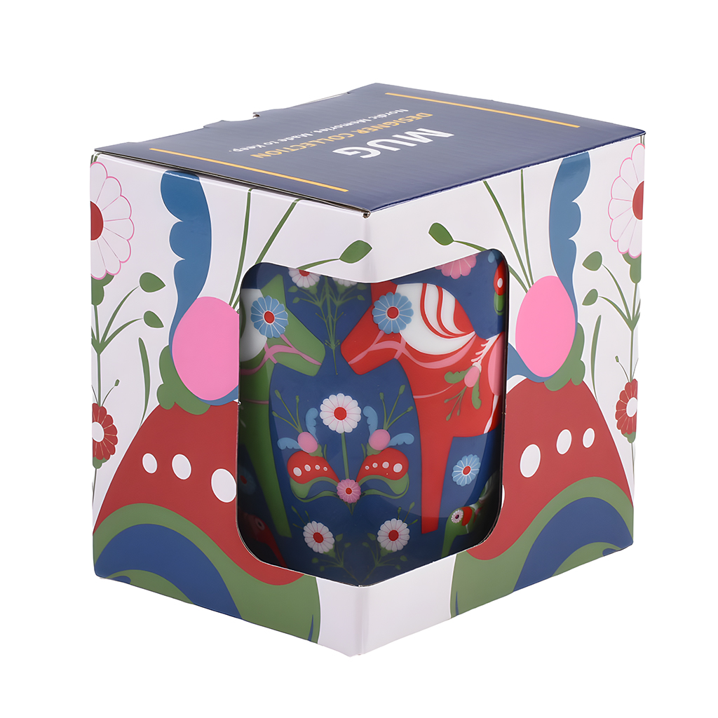 Mug w/ Box, Dala Horse Blue CT