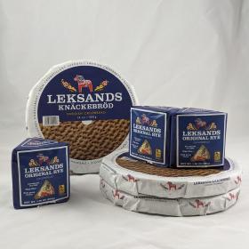 Leksands knackerbrod propped up with three cases of triangles as well.