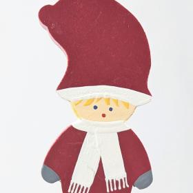 painted wood white kid ornament