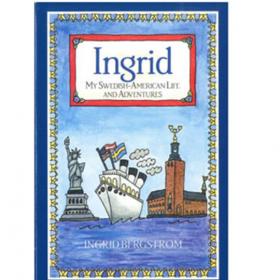 Book cover with title and graphics below of a ship bearing both the flags of Sweden and America between two monuments. 