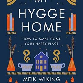 Book cover with title and graphics featuring tea cups and a house. 